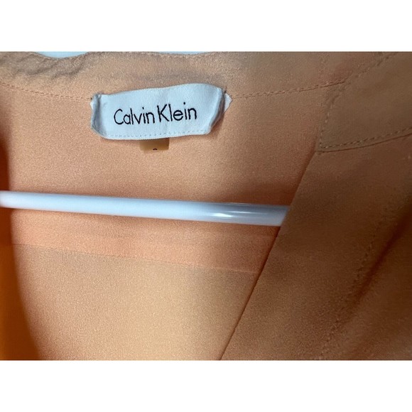 Calvin Klein Mandarin Collar Button Roll-Up Sleeve Blouse Peach Women's Size S - Picture 4 of 5